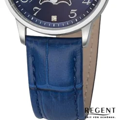 Regent Damen Armbanduhr Analog Lederarmband blau UR2112552