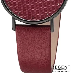 Regent Damen Armbanduhr Analog Lederarmband bordeaux rot UR2152577