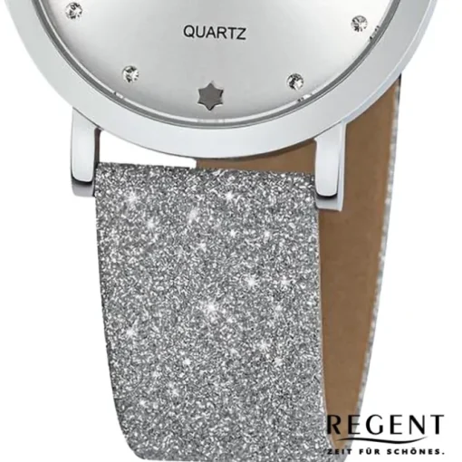 Regent Damen Armbanduhr Analog Lederarmband silber UR2154071