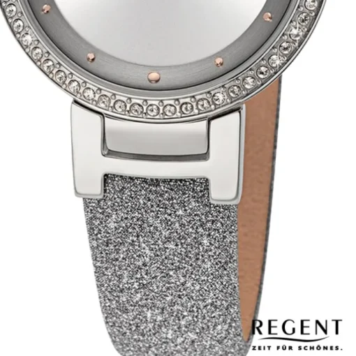 Regent Damen Armbanduhr Analog Lederarmband silber URBA798