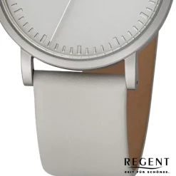 Regent Damen Armbanduhr Analog Lederarmband hellgrau URBA802
