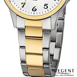 Regent Damen Armbanduhr Analog Metallarmband silber gold URF1460
