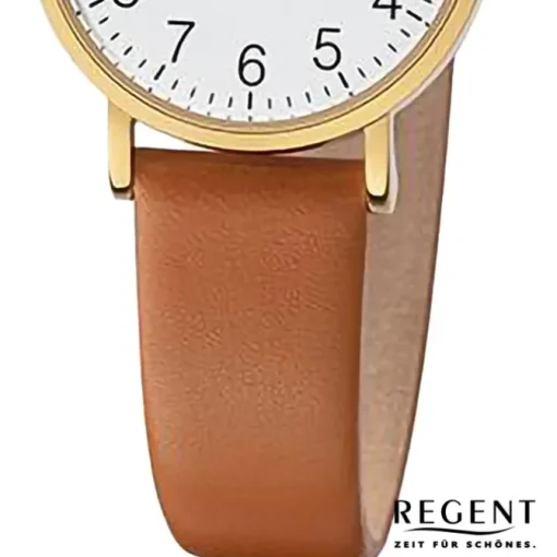 Regent Damen Armbanduhr Analog Lederarmband hellbraun URF1304