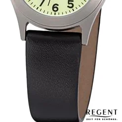 Regent Damen Armbanduhr Analog Lederarmband schwarz URF1313