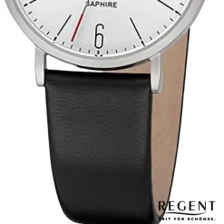 Regent Damen Armbanduhr Analog Lederarmband schwarz URF1318