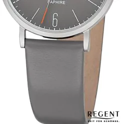 Regent Damen Armbanduhr Analog Lederarmband grau URF1319