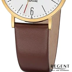 Regent Damen Armbanduhr Analog Lederarmband braun URF1320