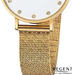 Regent Damen Armbanduhr Analog Metallarmband gold URF1330