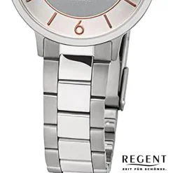 Regent Damen Armbanduhr Analog Metallarmband silber URF1339