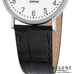 Regent Damen Armbanduhr Analog Lederarmband schwarz URF1429
