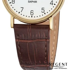 Regent Damen Armbanduhr Analog Lederarmband braun URF1430