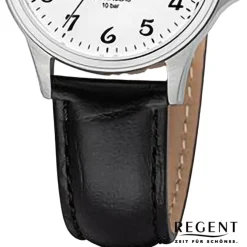 Regent Damen Armbanduhr Analog Lederarmband schwarz URF1456