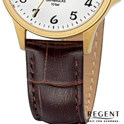 Regent Damen Armbanduhr Analog Lederarmband braun URF1458