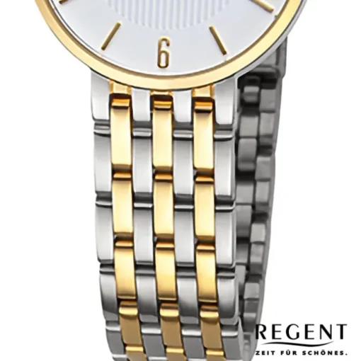 Regent Damen Armbanduhr Analog Metallarmband silber gold URF1486