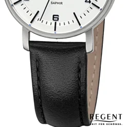 Regent Damen Armbanduhr Analog Lederarmband schwarz URF1479