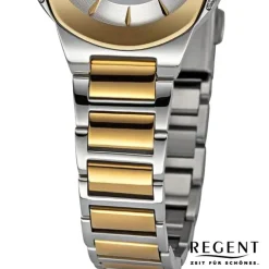 Regent Damen Armbanduhr Analog Metallarmband silber gold URF1489