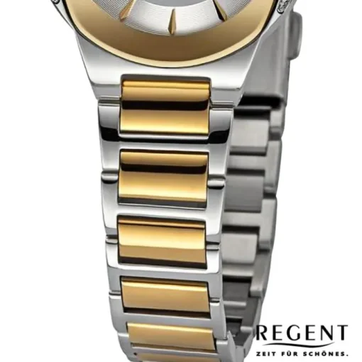Regent Damen Armbanduhr Analog Metallarmband silber gold URF1489