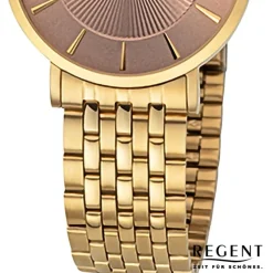 Regent Damen Armbanduhr Analog Metallarmband gold URF1494