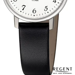 Regent Damen Armbanduhr Analog Lederarmband schwarz URF1557