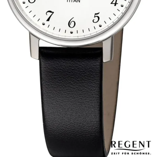 Regent Damen Armbanduhr Analog Lederarmband schwarz URF1557