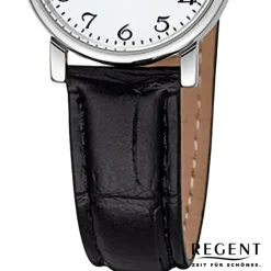 Regent Damen Armbanduhr Analog Lederarmband schwarz URF1561