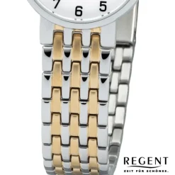 Regent Damen Armbanduhr Analog F-1158 Quarz-Uhr Metall silber gold URF1158