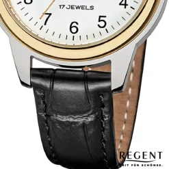 Regent Damen Armbanduhr Analog Lederarmband schwarz URF1568