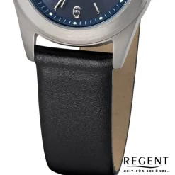 Regent Damen Armbanduhr Analog F-1214 Quarz-Uhr Titan schwarz URF1214