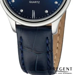Regent Damen Armbanduhr Analog Lederarmband blau UR2114082