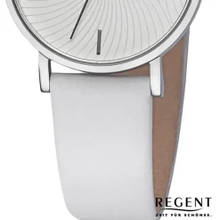 Regent Damen Armbanduhr Analog Lederarmband weiß URBA746