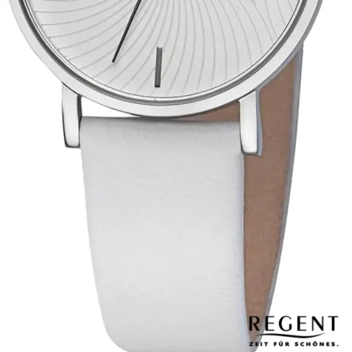 Regent Damen Armbanduhr Analog Lederarmband weiß URBA746