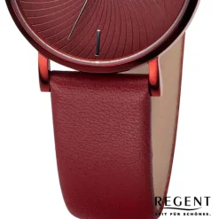 Regent Damen Armbanduhr Analog Lederarmband rot URBA747
