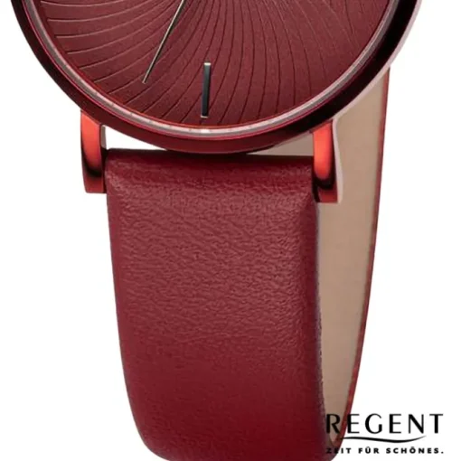 Regent Damen Armbanduhr Analog Lederarmband rot URBA747
