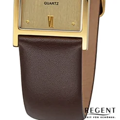 Regent Damen Armbanduhr Analog Lederarmband dunkelbraun URF1509