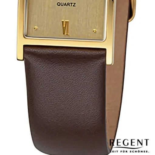 Regent Damen Armbanduhr Analog Lederarmband dunkelbraun URF1509