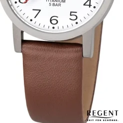 Regent Damen Armbanduhr Analog F-1213 Quarz-Uhr Titan braun URF1213