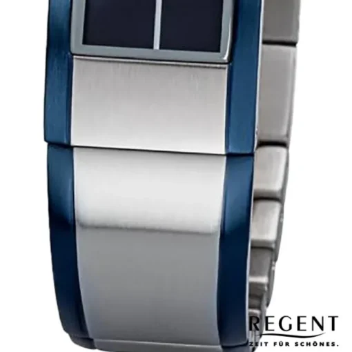 Regent Damen Armbanduhr Analog GM-2102 Quarz-Uhr Metallband blau silber URGM2102