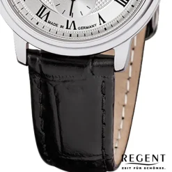 Regent Damen Armbanduhr Analog GM-1440 Quarz-Uhr Leder schwarz URGM1440
