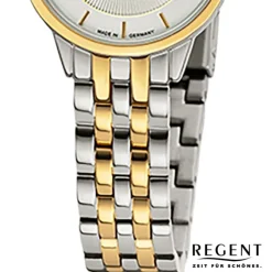 Regent Damen Armbanduhr Analog GM-2127 Quarz-Uhr Metallband bicolor URGM2127