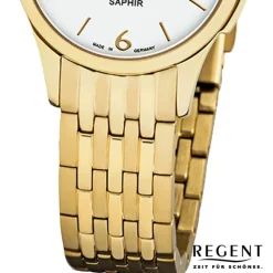 Regent Damen Armbanduhr Analog GM-1619 Quarz-Uhr Metall gold URGM1619
