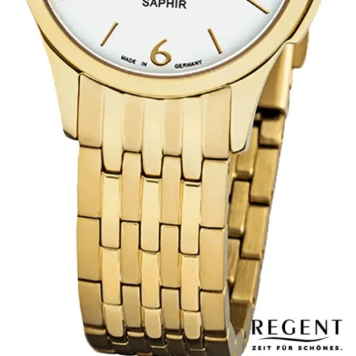 Regent Damen Armbanduhr Analog GM-1619 Quarz-Uhr Metall gold URGM1619