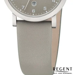 Regent Damen Armbanduhr Analog Lederarmband grau UR2092529