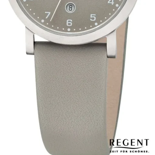 Regent Damen Armbanduhr Analog Lederarmband grau UR2092529