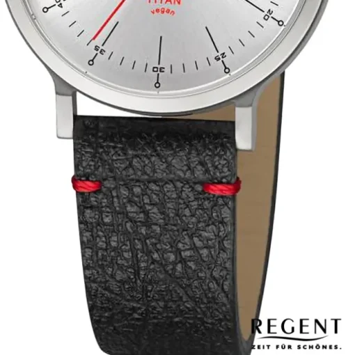 Regent Damen Armbanduhr Analog Lederarmband schwarz rot URBA698