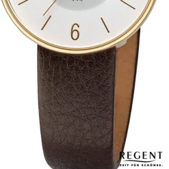 Regent Damen Armbanduhr Analog Lederarmband dunkelbraun URBA719