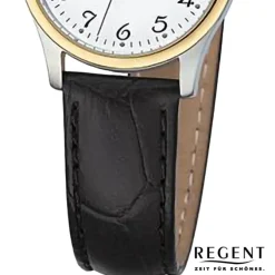 Regent Damen Armbanduhr Analog Lederarmband schwarz URF1250