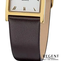 Regent Damen Armbanduhr Analog Lederarmband dunkelbraun URF1302