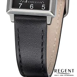 Regent Damen Armbanduhr Analog Lederarmband schwarz URF1316