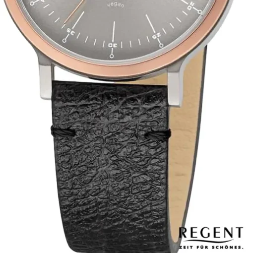 Regent Damen Armbanduhr Analog Lederarmband schwarz URBA696