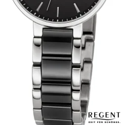 Regent Damen Armbanduhr Analog Keramikarmband silber schwarz URF1462
